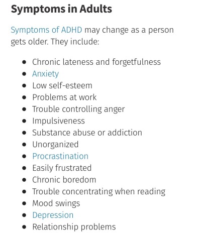 adhd symptom adult