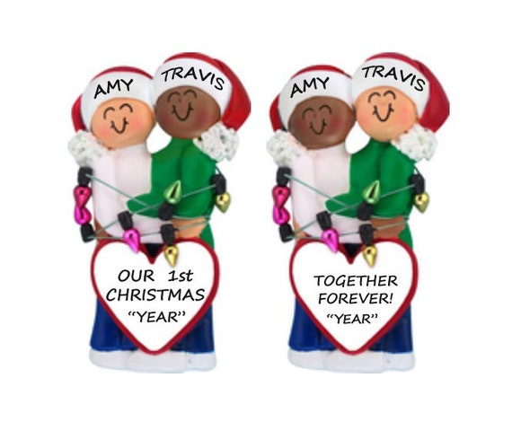 interracial christmas ornaments couple