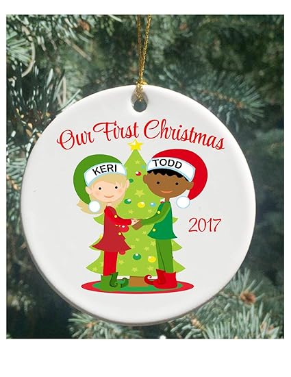 interracial couple christmas ornaments