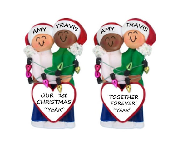 couple christmas interracial ornaments